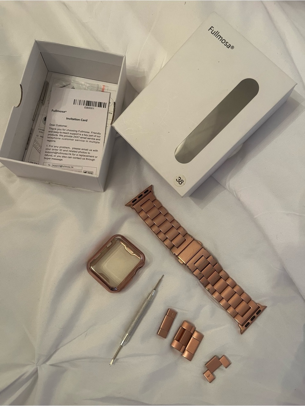 Rose Gold Metal Link Band and Case for Smartwatch (38mm)